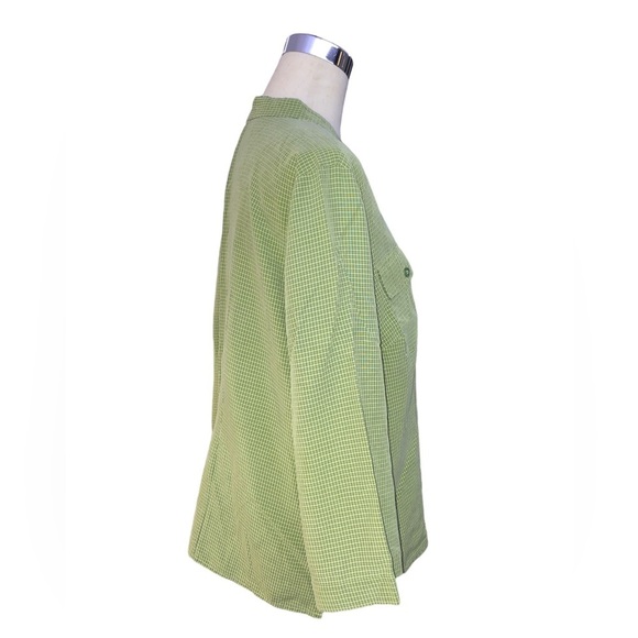 Notations Green White Plaid Button Down Shirt - Picture 2 of 3